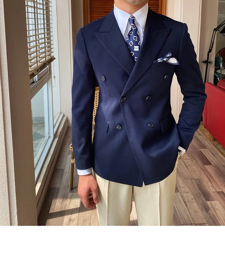 Navy Double Breasted Blazer by Italian Vega®