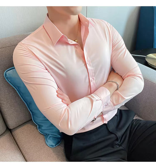 Light Pink Satin Cotton Shirt by Italian Vega