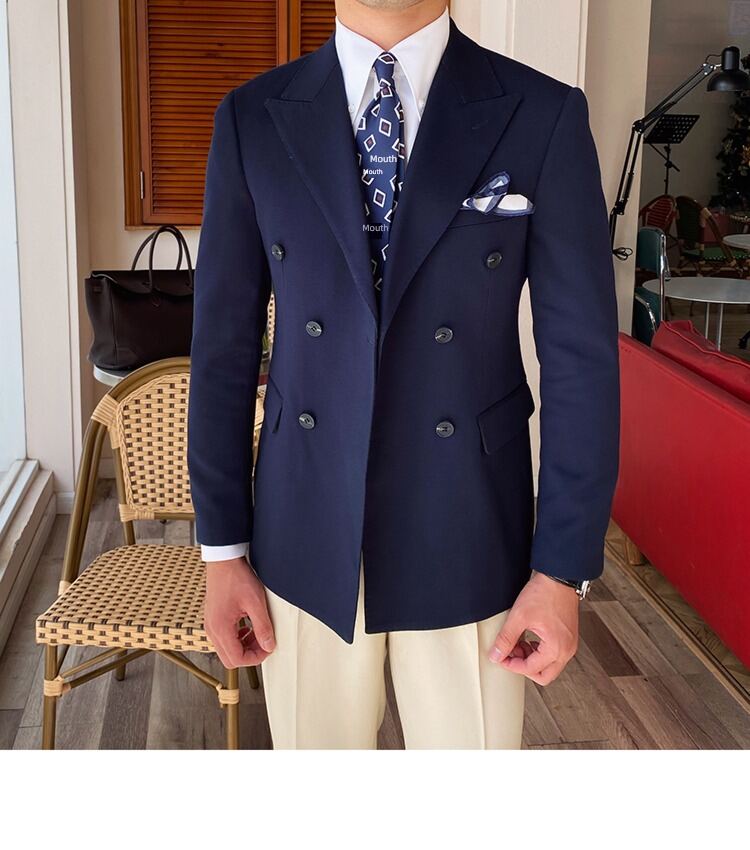 Navy Double Breasted Blazer by Italian Vega®