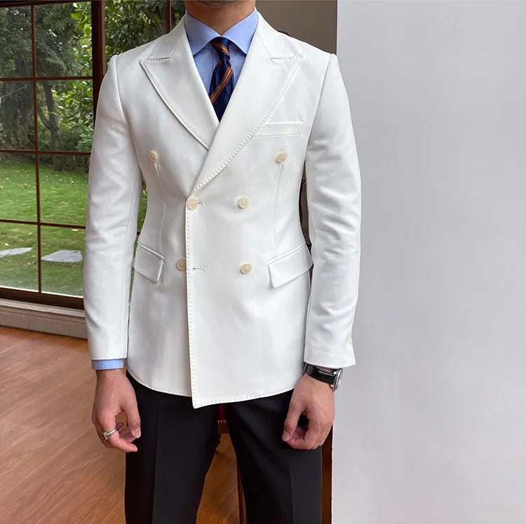 White Double Breasted Blazer by Italian Vega®