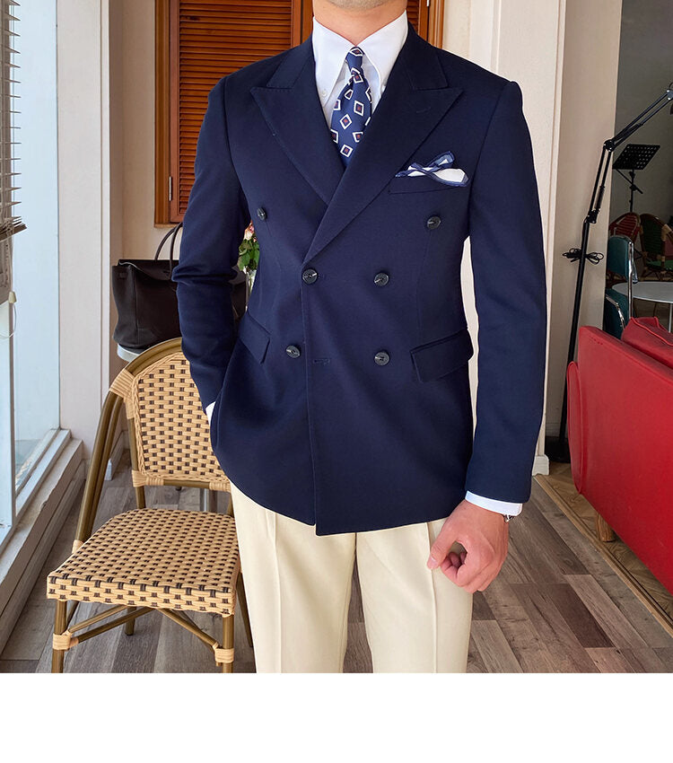 Navy Double Breasted Blazer by Italian Vega®