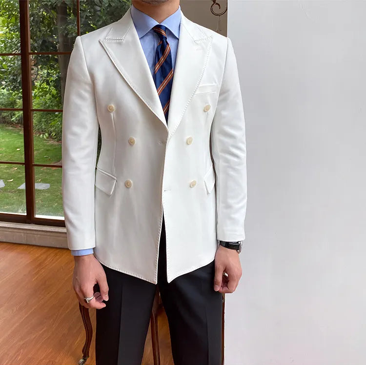 White Double Breasted Blazer by Italian Vega®