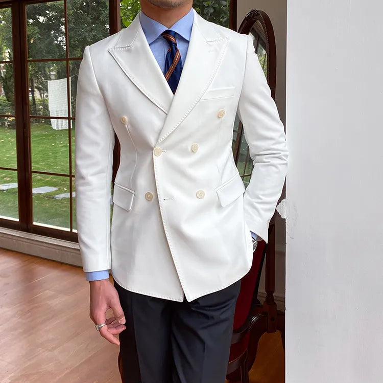 White Double Breasted Blazer by Italian Vega®