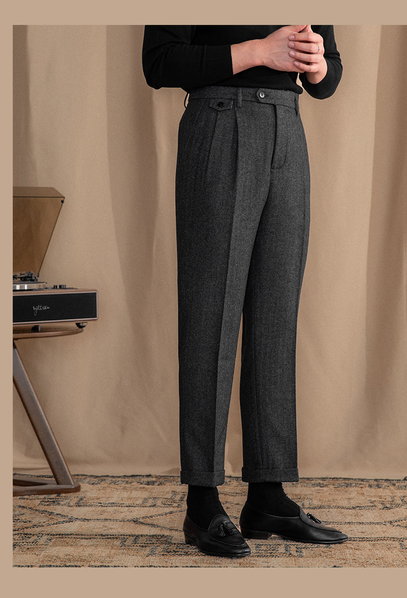 Grey Elegant Wool Gurkha Pants by Italian Vega® [Winter Edition]