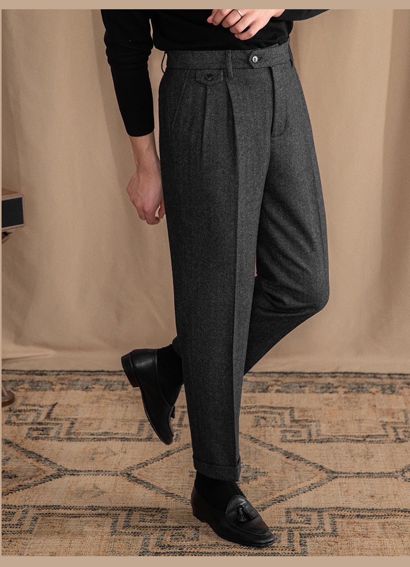 Grey Elegant Wool Gurkha Pants by Italian Vega® [Winter Edition]