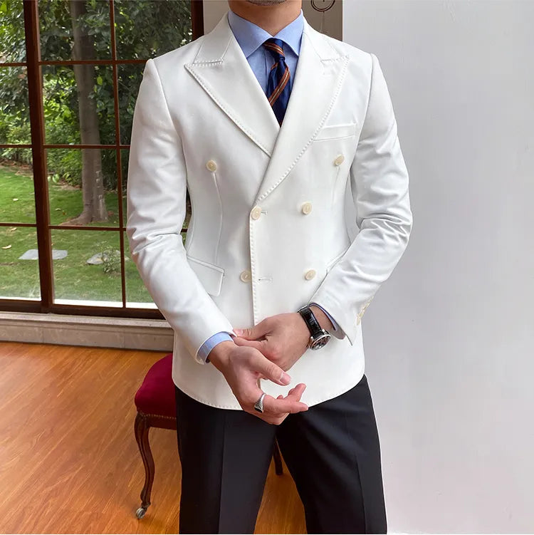 White Double Breasted Blazer by Italian Vega®