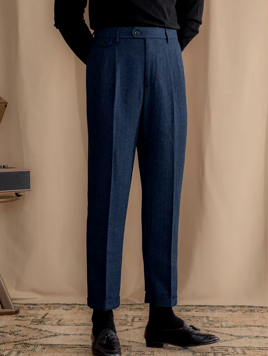 Blue Elegant Wool Gurkha Pants by Italian Vega® [Winter Edition]