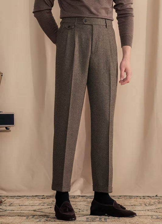 Khakhi Elegant Wool Gurkha Pants by Italian Vega® [Winter Edition]