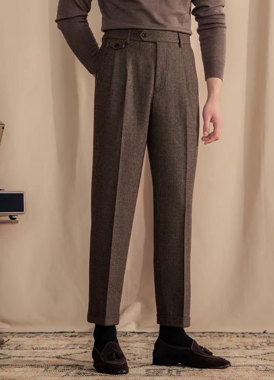 Khakhi Elegant Wool Gurkha Pants by Italian Vega® [Winter Edition]