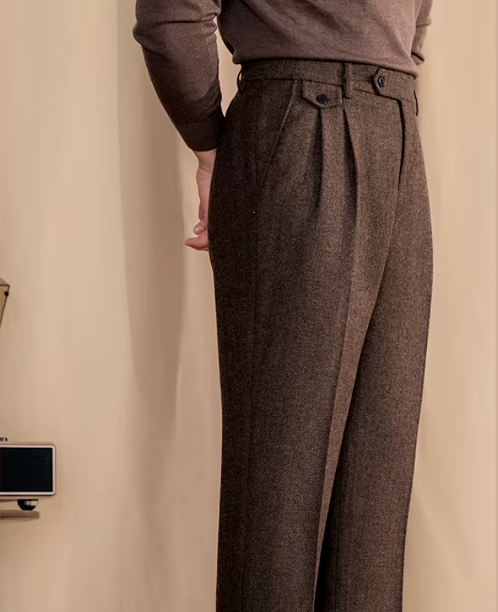 Khakhi Elegant Wool Gurkha Pants by Italian Vega® [Winter Edition]