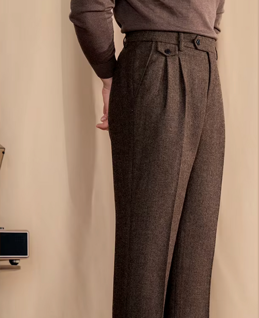 Khakhi Elegant Wool Gurkha Pants by Italian Vega® [Winter Edition]