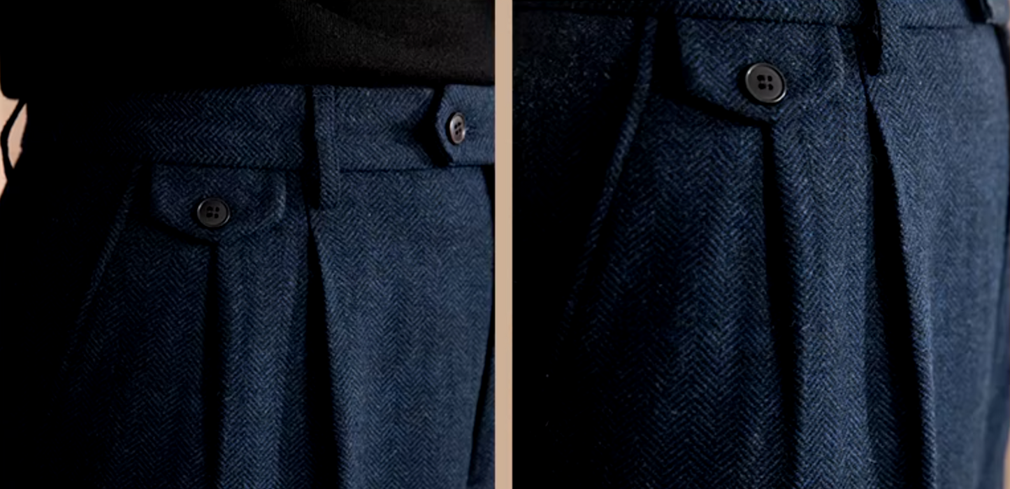 Blue Elegant Wool Gurkha Pants by Italian Vega® [Winter Edition]