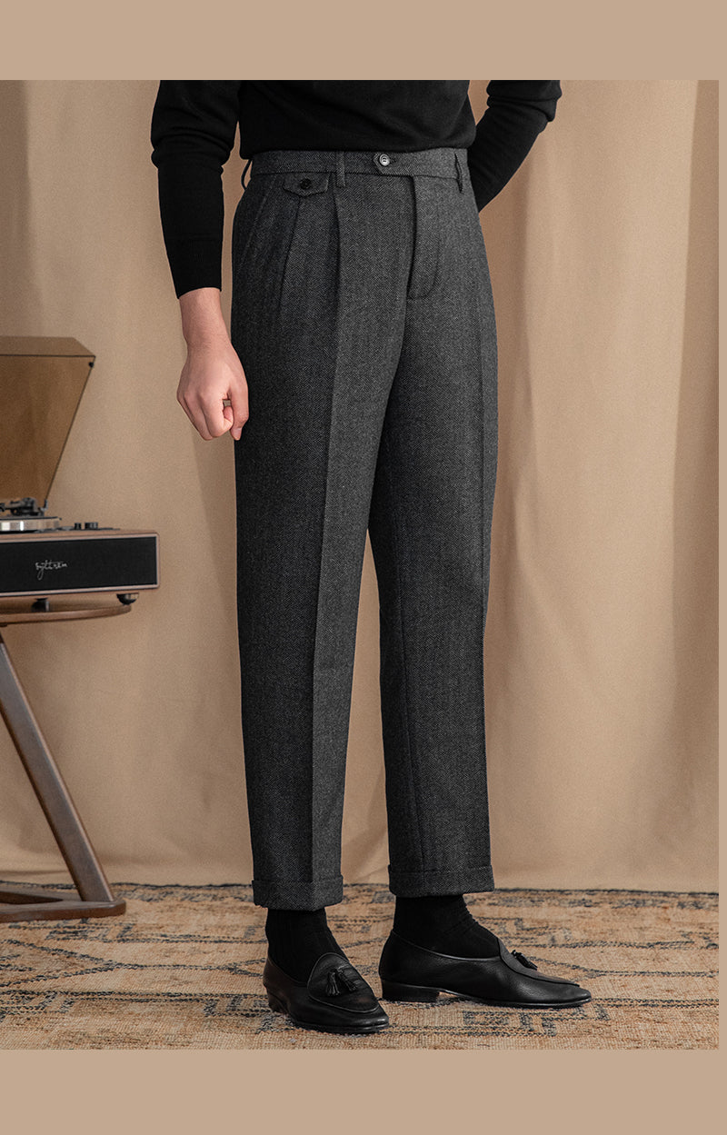 Grey Elegant Wool Gurkha Pants by Italian Vega® [Winter Edition]