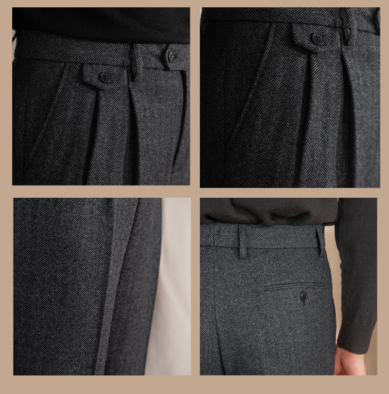 Grey Elegant Wool Gurkha Pants by Italian Vega® [Winter Edition]