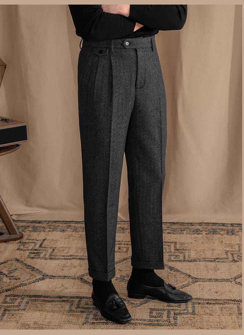 Grey Elegant Wool Gurkha Pants by Italian Vega® [Winter Edition]