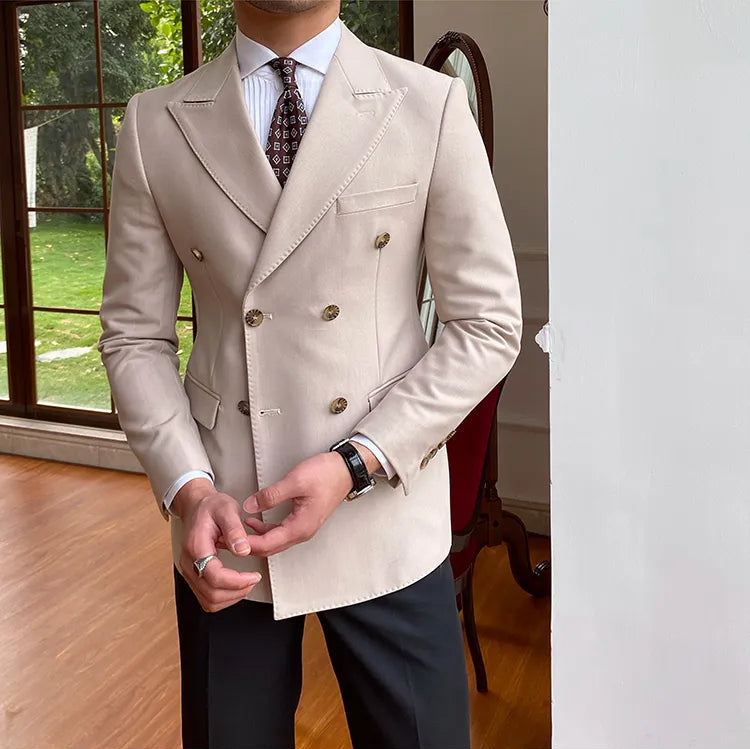 Beige Double Breasted Blazer by Italian Vega®