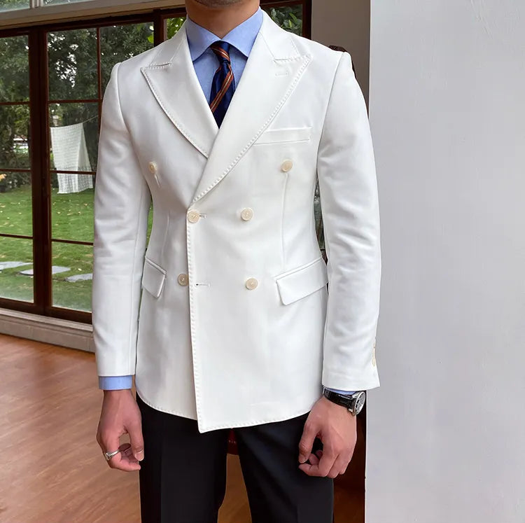 White Double Breasted Blazer by Italian Vega®