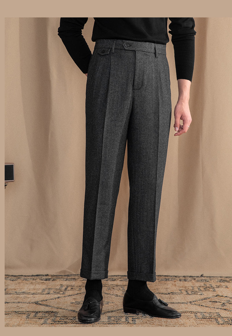 Grey Elegant Wool Gurkha Pants by Italian Vega® [Winter Edition]