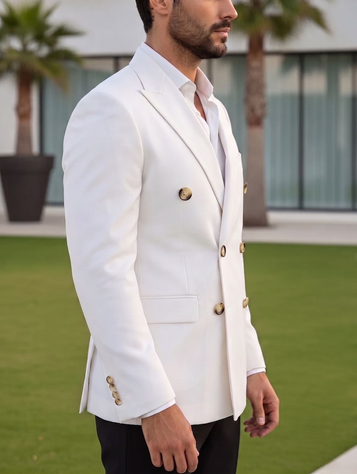 White Double Breasted Blazer by Italian Vega®