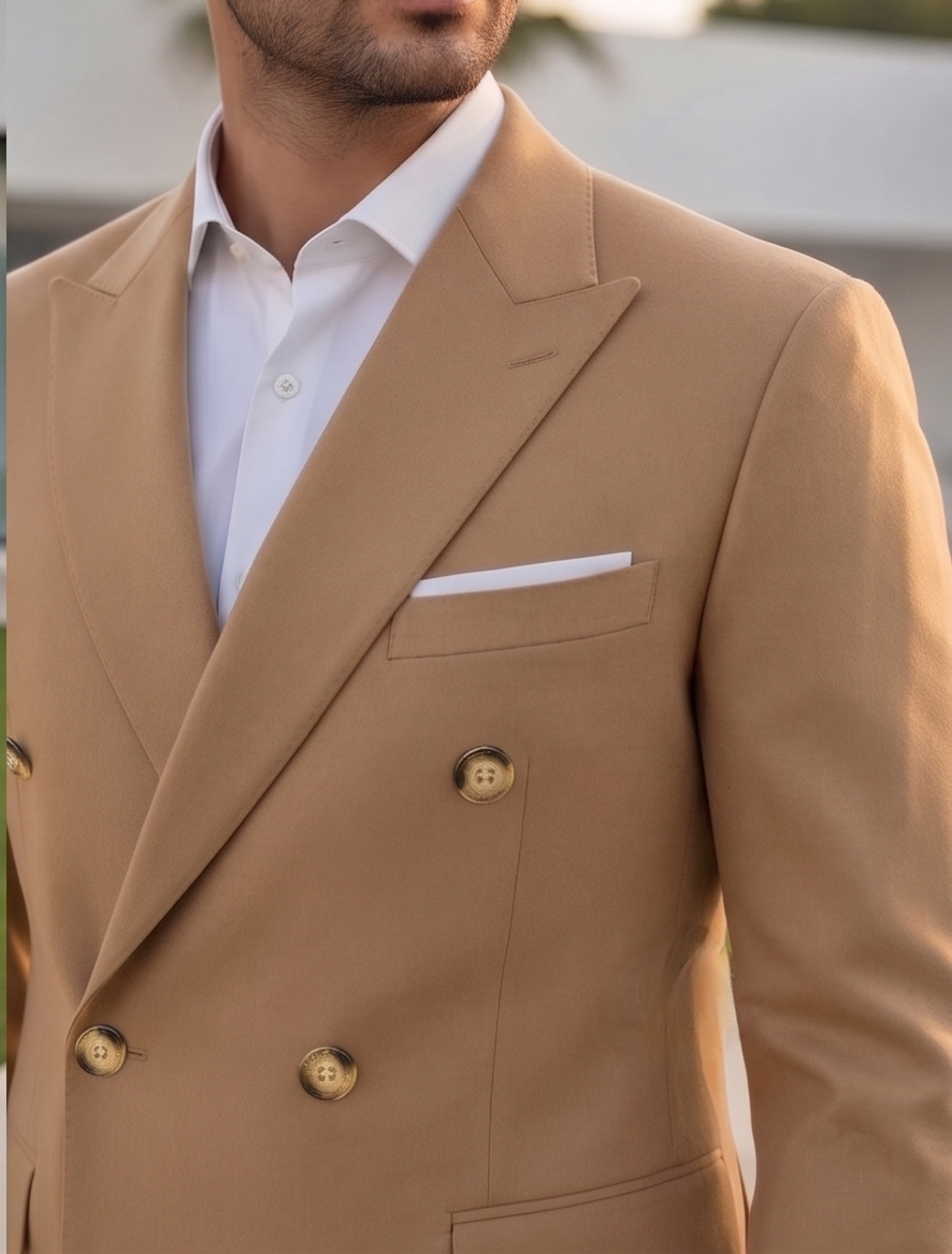 Camel Double Breasted Blazer by Italian Vega®