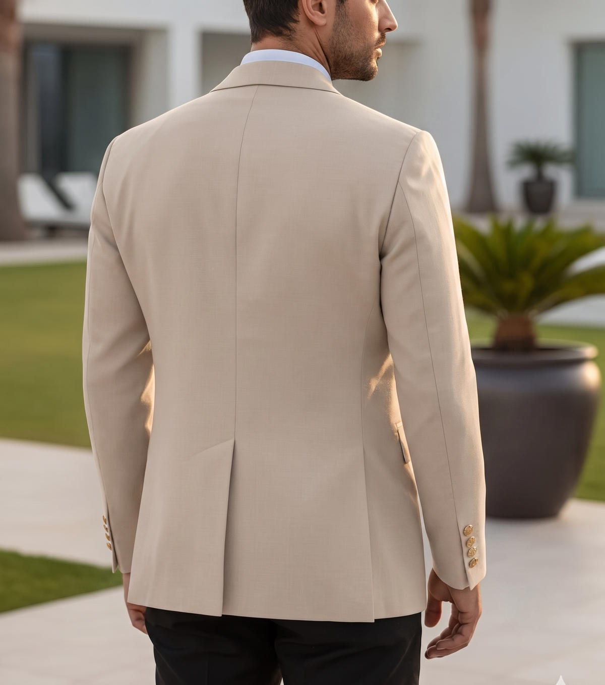 Beige Double Breasted Blazer by Italian Vega®