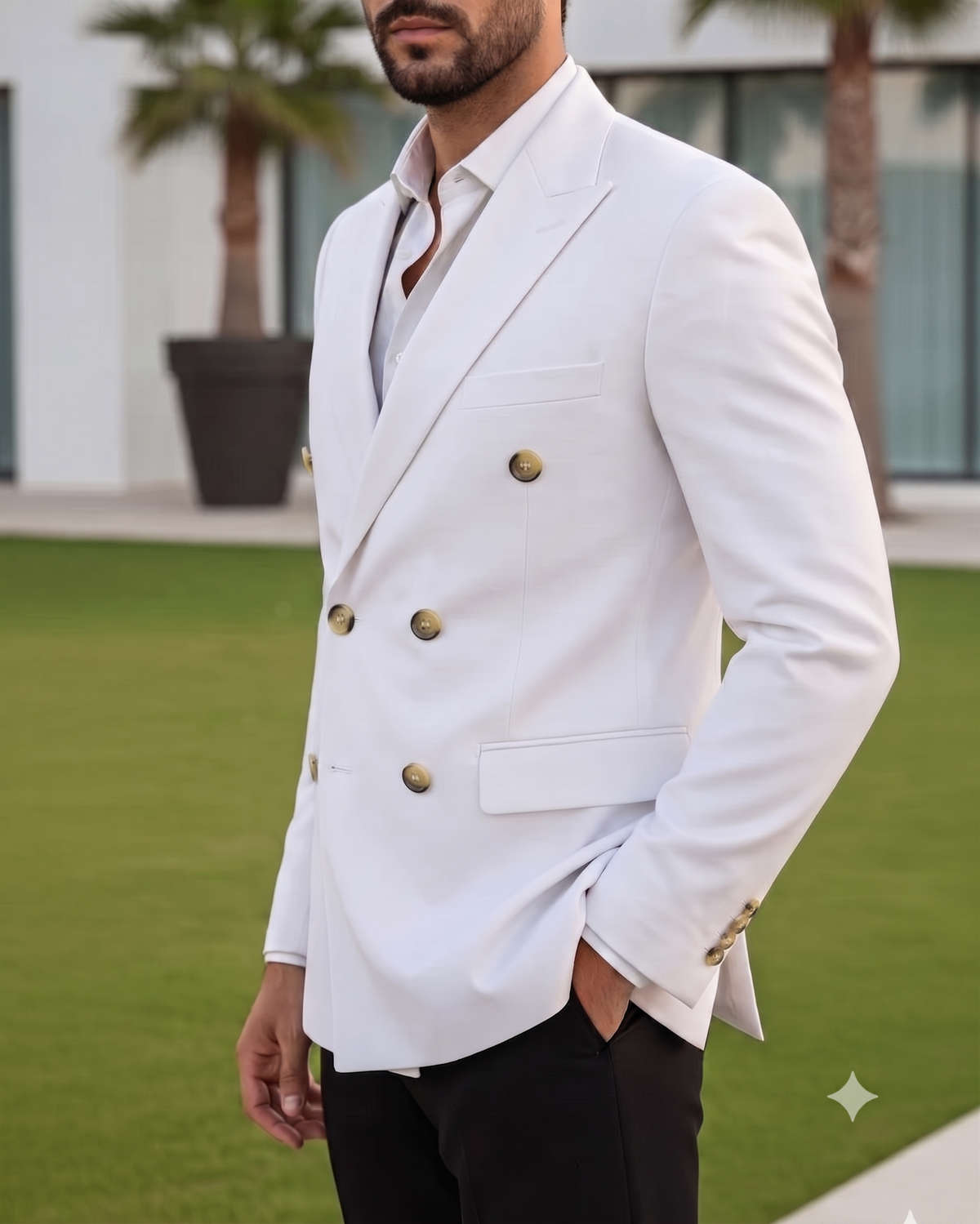 White Double Breasted Blazer by Italian Vega®