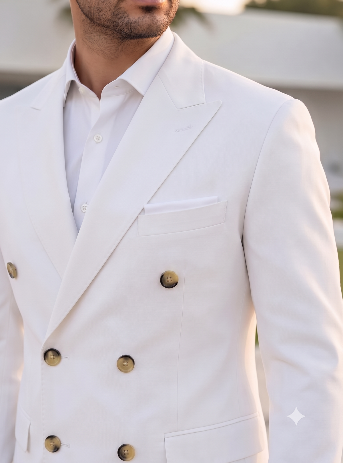 White Double Breasted Blazer by Italian Vega®