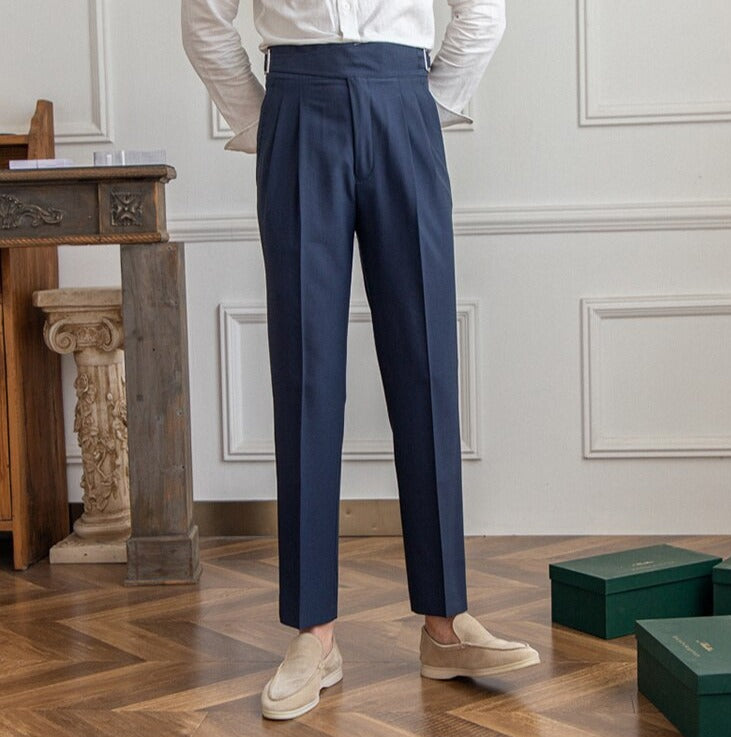 Navy Blue Classic Buckle Gurkha Pants by Italian Vega®