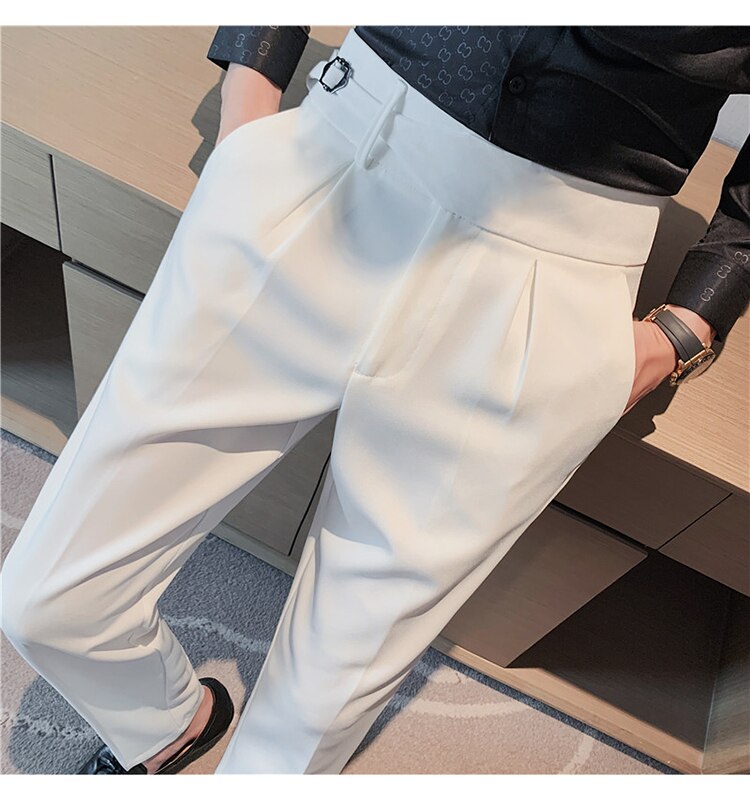 White Single Buckle Gurkha Pants by Italian Vega