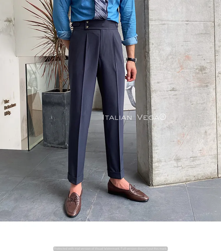 Old Money Powder Blue Shirt with Elephant Grey Signature Buttoned Gurkha Pant by ITALIAN VEGA®