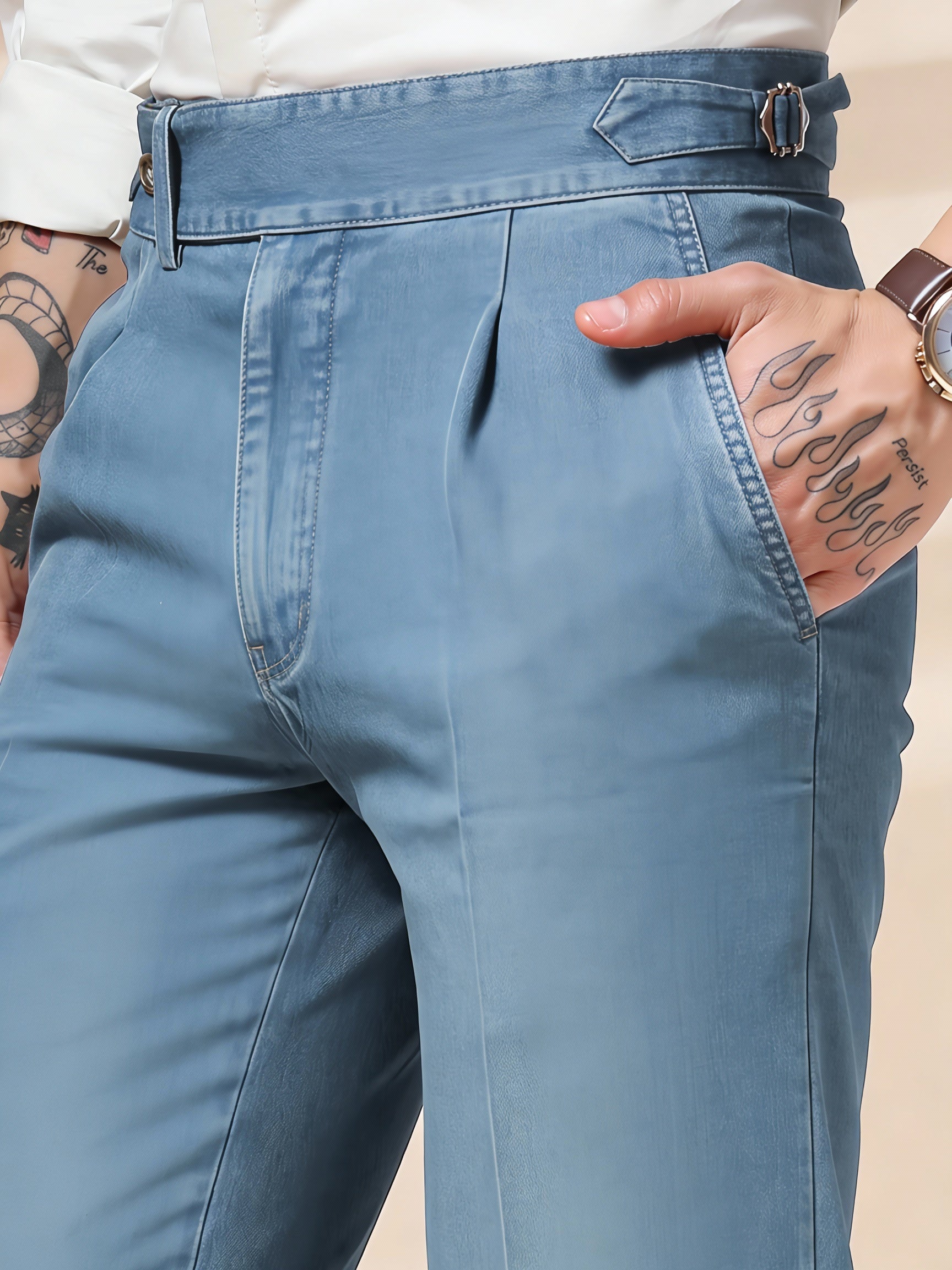 Sky Denim Elegant Gurkha Trouser Pants | Boot Cut Fit by Italian Vega®