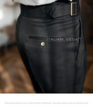 Charcoal Black Classic Buckle Gurkha Pants by Italian Vega®
