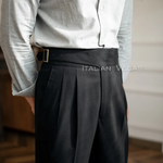 Charcoal Black Classic Buckle Gurkha Pants by Italian Vega®