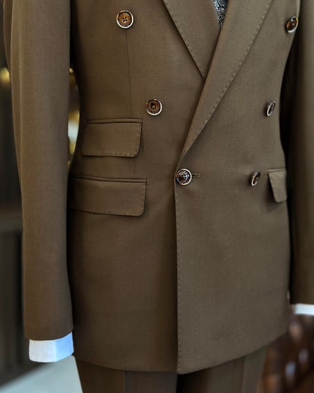Brown Double Breasted 2 Piece Suit by Italian Vega®