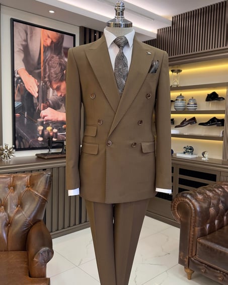 Brown Double Breasted 2 Piece Suit by Italian Vega®