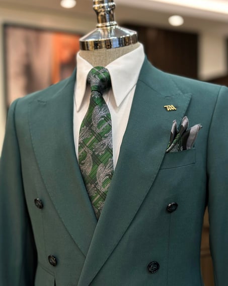 Army Green Double Breasted 2 Piece Suit by Italian Vega®