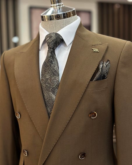 Brown Double Breasted 2 Piece Suit by Italian Vega®