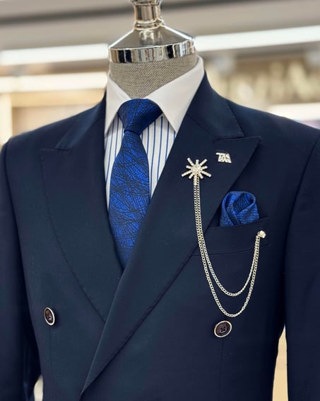 Carbon Blue Double Breasted 2 Piece Suit by Italian Vega®