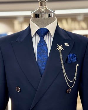 Carbon Blue Double Breasted 2 Piece Suit by Italian Vega®