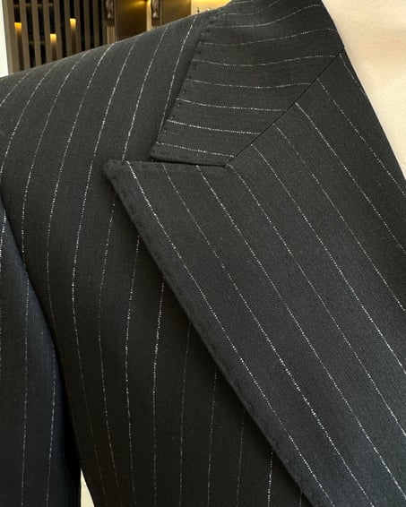 Black Striped Double Breasted Suit by Italian Vega® [Limited Edition]