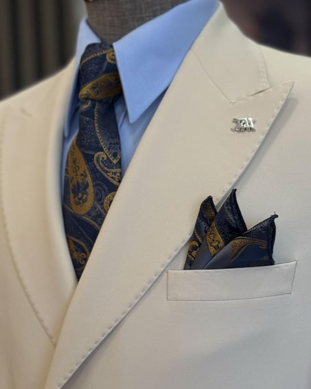 Beige Strap Breasted Suit by Italian Vega® [Limited Edition]