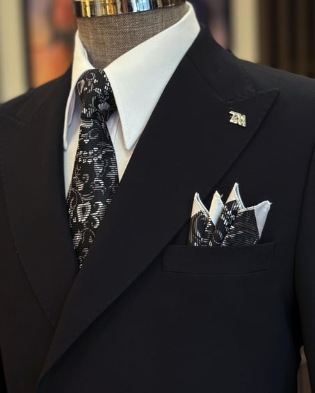 Black Strap Breasted Suit by Italian Vega® [Limited Edition]