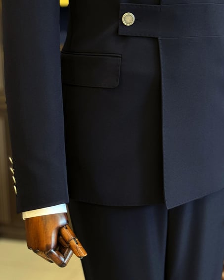 Black Strap Breasted Suit by Italian Vega® [Limited Edition]