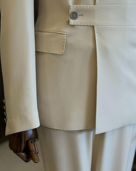 Beige Strap Breasted Suit by Italian Vega® [Limited Edition]