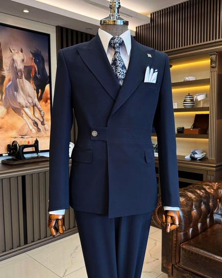 Navy Strap Breasted Suit by Italian Vega® [Limited Edition]