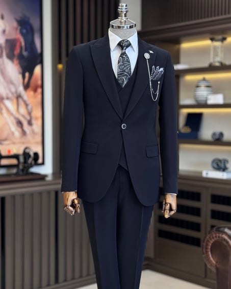 Carbon Blue Single Breasted 3 Piece Suit by Italian Vega®