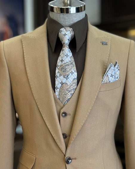 Tan Single Breasted 3 Piece Suit by Italian Vega®
