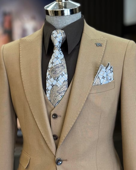 Tan Single Breasted 3 Piece Suit by Italian Vega®