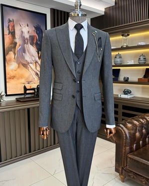 Dark Grey Single Breasted 3 Piece Suit by Italian Vega®