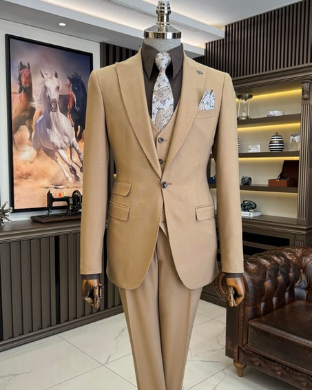 Tan Single Breasted 3 Piece Suit by Italian Vega®